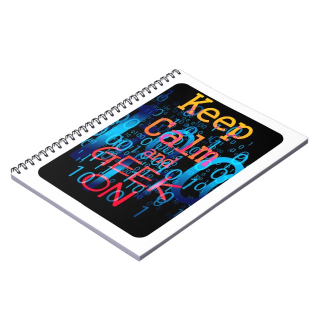 Caderno Espiral Mantenha a Calma e Continue Geek em Código Binário (Left Side)