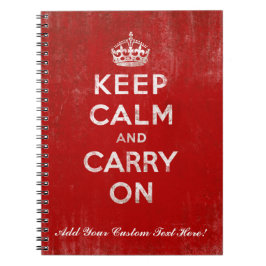 Caderno Espiral Mantenha a calma e continue, vermelho do vintage e