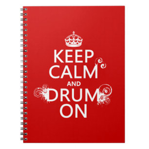 Caderno Espiral Mantenha a calma e rufe em (alguma cor do fundo)