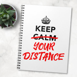 Caderno Espiral Mantenha a Distância - Slogan de Distanciamento So