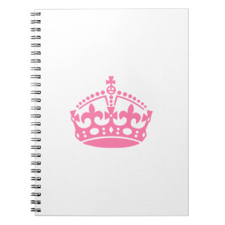 Caderno Espiral Mantenha calma, coroa rosa de vitória