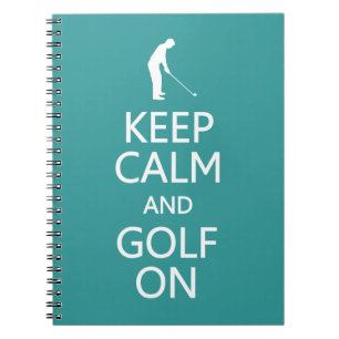 Caderno Espiral Mantenha calma e golfe no notebook personalizado