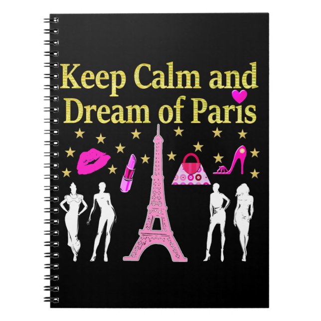CADERNO ESPIRAL MANTENHA CALMA E SONHO DE PARIS (Frente)