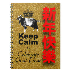 Caderno Espiral Mantenha Calmo e Celebre o Ano do Bode 2027 NB3
