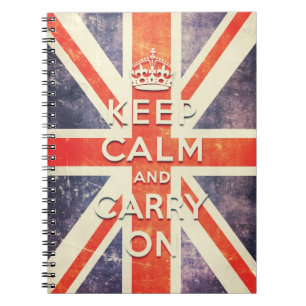 Caderno Espiral mantenha calmo e continue a bandeira de Union Jack