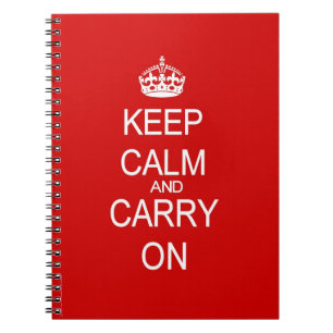 Caderno Espiral Mantenha calmo e continue o vermelho do vintage