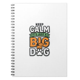 Caderno Espiral Mantenha Calmo Grande Cachorro Design Vetorial Vin