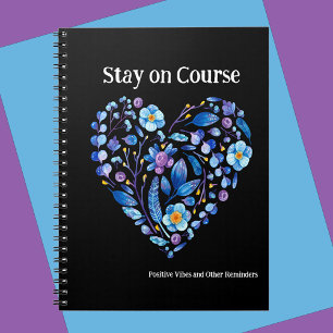 Caderno Espiral Mantenha-se no curso e outros lembretes Coração Az