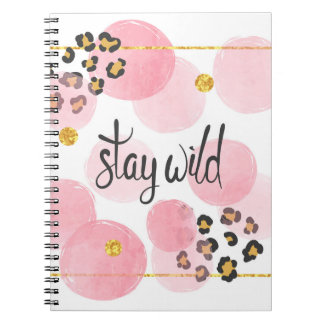Caderno Espiral Mantenha-se selvagem, impressão-leopardo, círculos