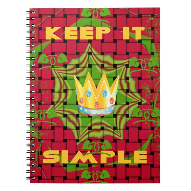 Caderno Espiral Mantenha Simples: impressão Floral Vermelho De For (Frente)