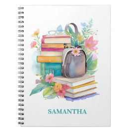 Caderno Espiral Manuais de Aquarela Flores de Mochila Diário
