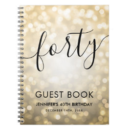 Caderno Espiral MANUAL Dourado das Luzes do Script Moderno anivers