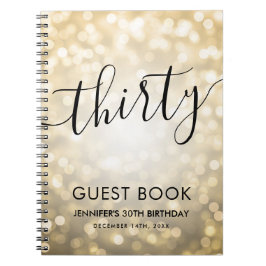 Caderno Espiral MANUAL Dourado das Luzes do Script Moderno anivers