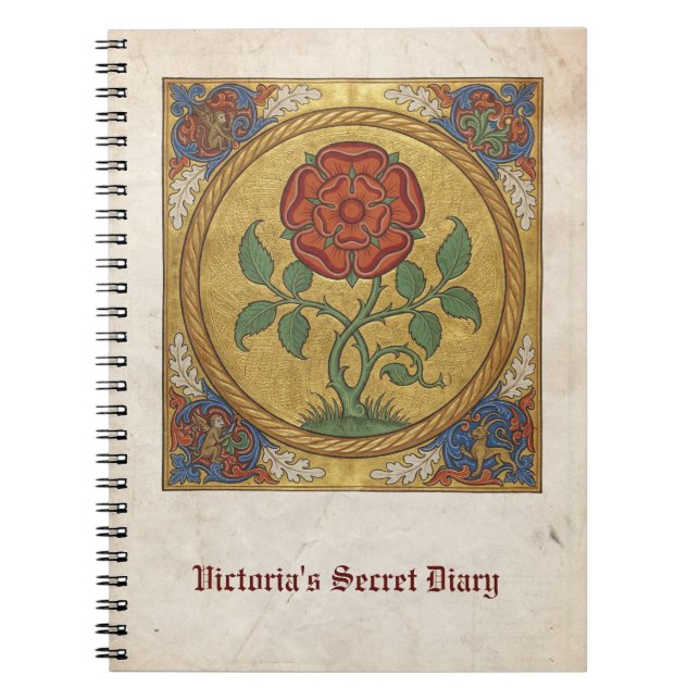 Caderno Espiral Manuscrito Botânico da Rosa Medieval (Frente)