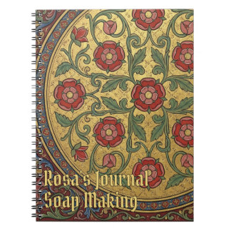 Caderno Espiral Manuscrito Iluminado Medieval Rosa