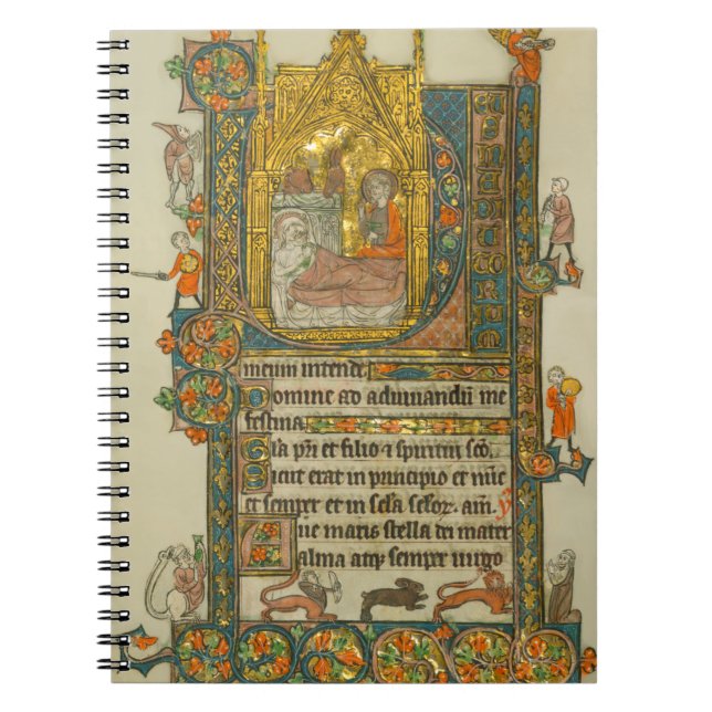 Caderno Espiral Manuscrito medieval de Ave Maris Stella Christmas (Frente)
