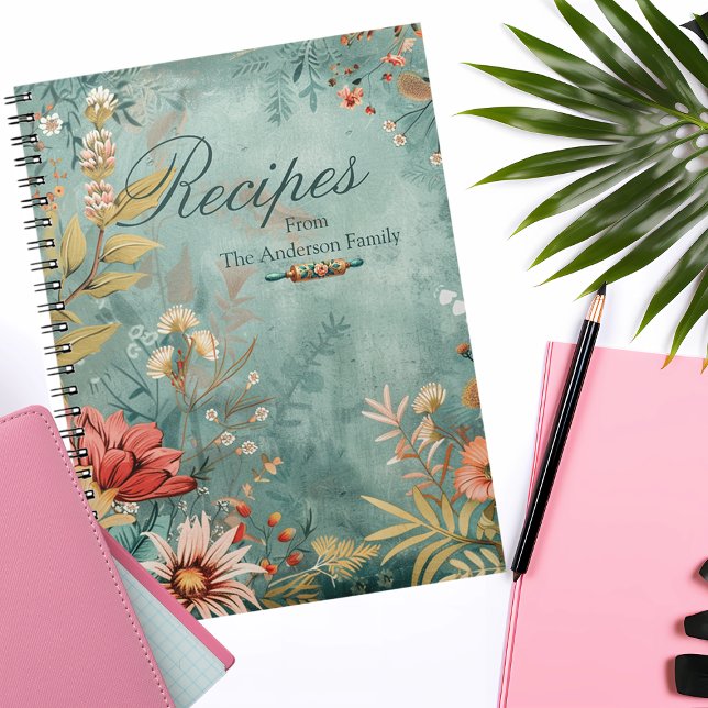 Caderno Espiral Manutenção de Receita da Família BOHO Floral (Criador carregado)