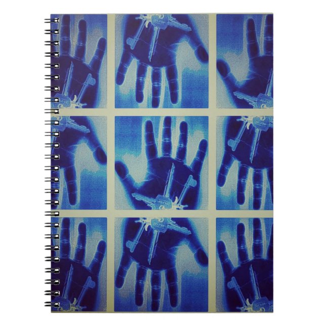 Caderno Espiral mão azul assustadora (Frente)