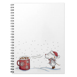 Caderno Espiral Mão bonito design tirado do rato para o Natal