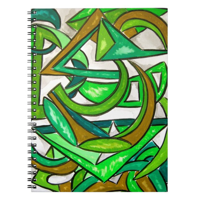 Caderno Espiral Mão De Arte De Abstrato Geometria Pintada (Frente)