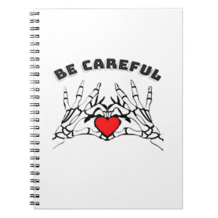 Caderno Espiral Mão De Esqueleto Com Cardíaco Clássico