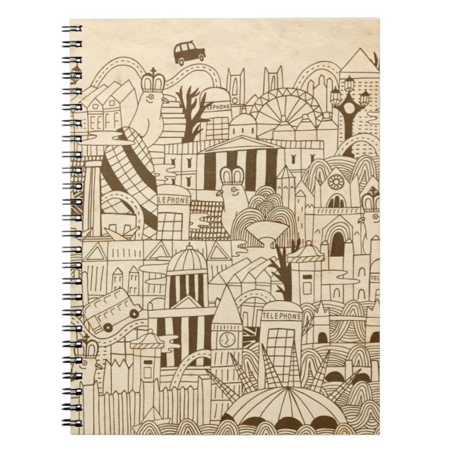 Caderno Espiral Mão de Londres tirada no papel velho (Frente)