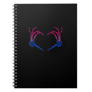 Caderno Espiral Mão do Skeleton Heart Bisexual Lgbt-Q Pride Skull