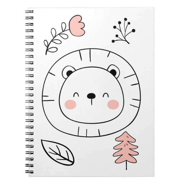 Caderno Espiral Mão Lion Cute Lion Desenhada (Frente)