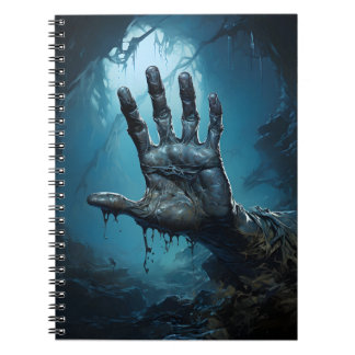 Caderno Espiral Mão Zombie Saindo Do Halloween Assustador Grave