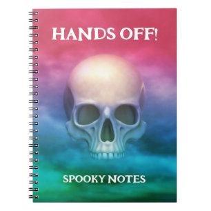 Caderno Espiral Mãos à obra! Notas Assustadoras. Arte de caveira