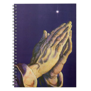 Caderno Espiral Mãos Antigas Rezando com a Estrela de Belém