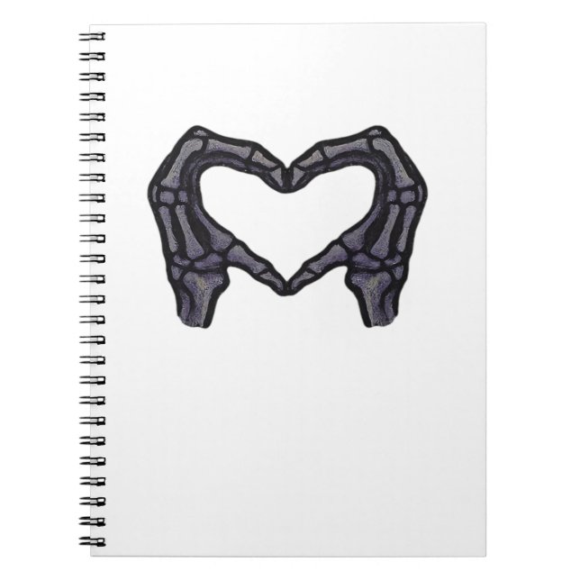 Caderno Espiral Mãos De Esqueleto Formando Coração (Frente)