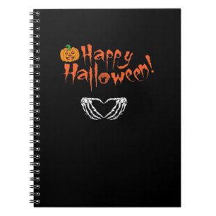 Caderno Espiral Mãos de Esqueleto Loucas. Feliz Dia das Bruxas.