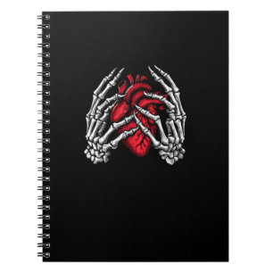 Caderno Espiral Mãos de Skeleton segurando fantasia de Halloween c