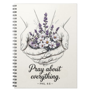 Caderno Espiral Mãos em Oração com Lavanda - Diário Devocional