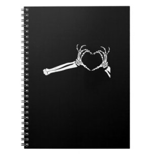 Caderno Espiral Mãos Engraçadas Do Coração. Halloween Costume Skel