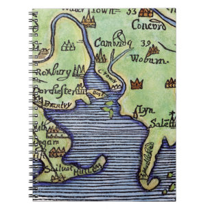 CADERNO ESPIRAL MAPA 1677 DE NOVA INGLATERRA