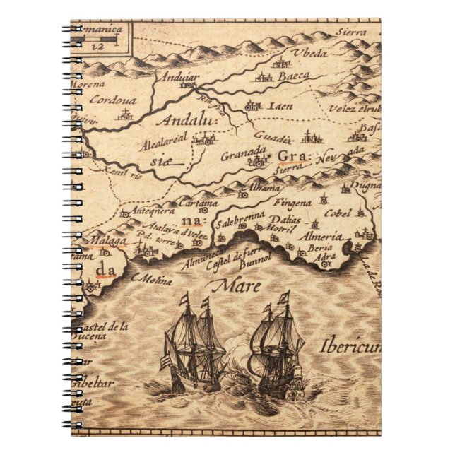 Caderno Espiral Mapa antigo antigo inspirado (3) (Frente)