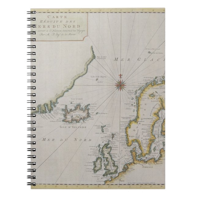 Caderno Espiral Mapa antigo da Escandinávia 2 (Frente)