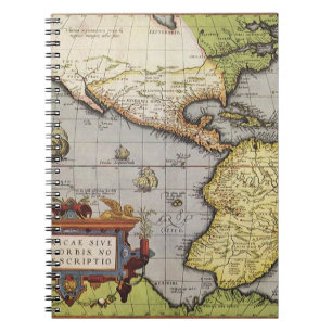 Caderno Espiral Mapa Antigo do Mundo das Américas, 1570