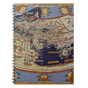 Caderno Espiral Mapa Antigo do Mundo Ptolomaico, Johannes de Arnsh