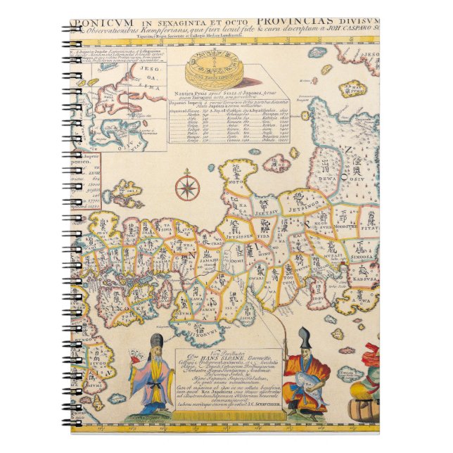 Caderno Espiral Mapa antigo do notebook das províncias chinesas (Frente)