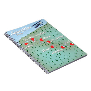 Caderno Espiral Mapa antigo do rio Sena França