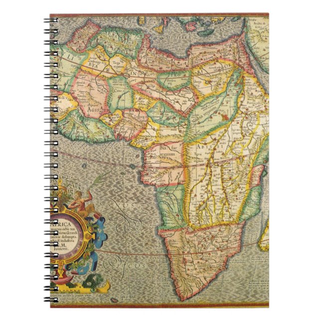Caderno Espiral Mapa Antiquado Gerardus Mercator da África (Frente)