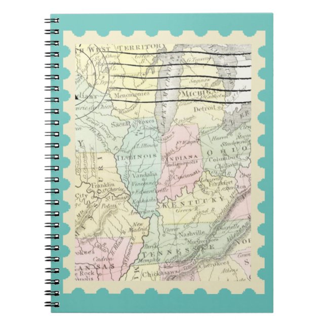 Caderno Espiral Mapa Central dos Estados Unidos (Frente)