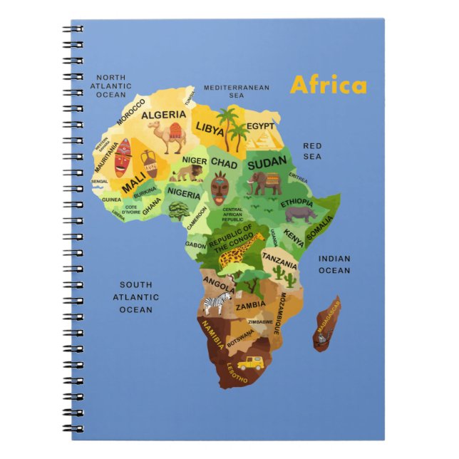 Caderno Espiral Mapa da África (Frente)