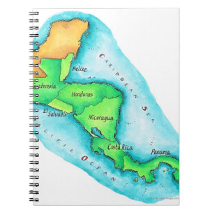Caderno Espiral Mapa da América Central