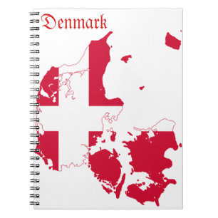 Caderno Espiral Mapa da bandeira de Dinamarca