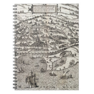 Caderno Espiral Mapa da cidade de Alexandria em Egipto, c.1625