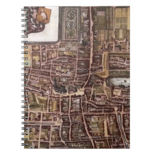 Caderno Espiral Mapa da cidade de réplica de Haia 1649